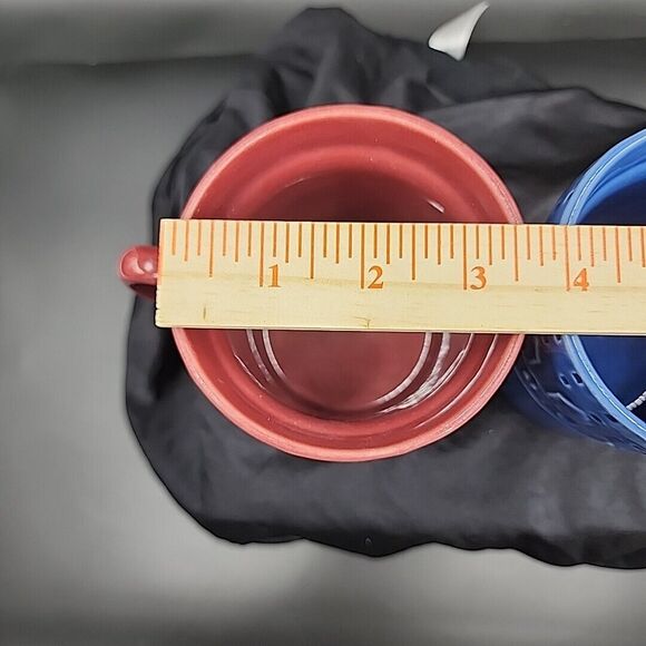 At Home International Heart House mugs Set of 2 Cranberry & Cobalt Blue 12-14 oz - Picture 9 of 9